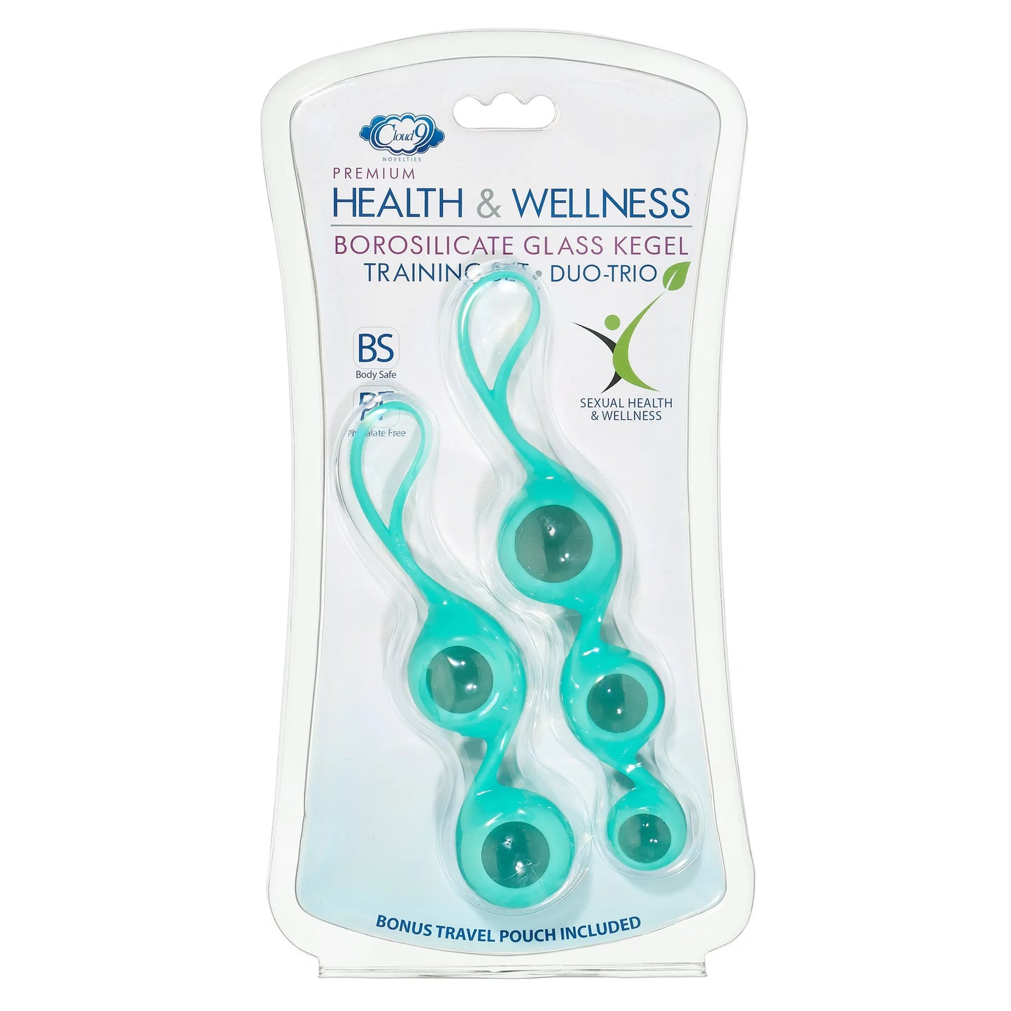 CLOUD 9 HEALTH & WELLNESS BOROSILICATE KEGEL TRAINING SET - TEAL