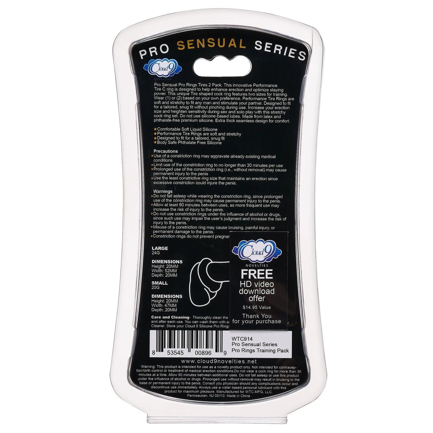 CLOUD 9 PRO RINGS LIQUID SILICONE TIRES 2 PACK BLACK