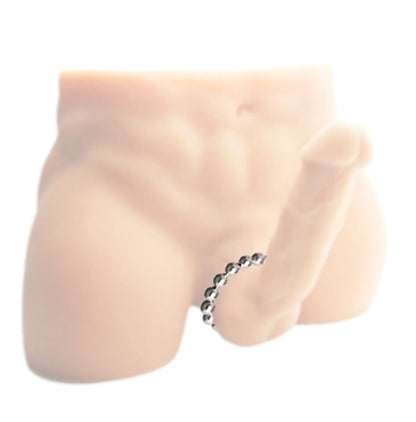 MASTER SERIES STAINLESS STEEL BEADED COCK RING 1.75IN