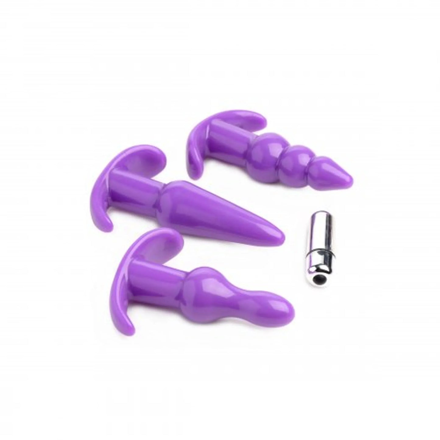 TRINITY VIBES 4 PC VIBRATING ANAL PLUG SET PURPLE