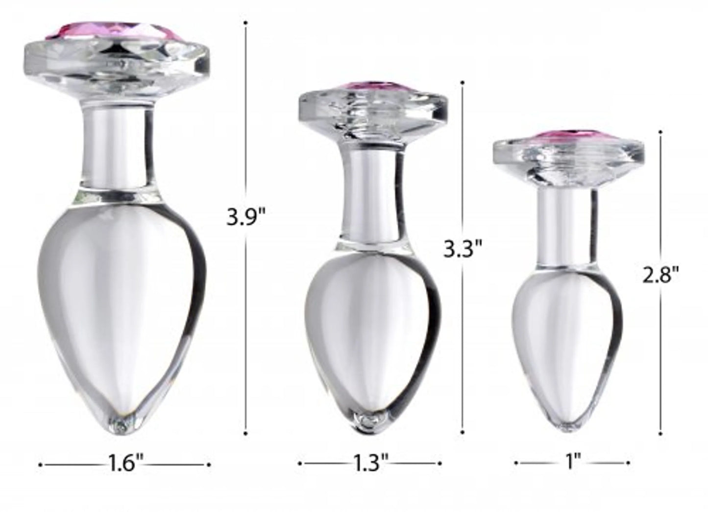 BOOTY SPARKS PINK GEM GLASS ANAL PLUG SET
