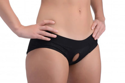 STRAP U LACE ENVY CROTCHLESS PANTY HARNESS BLACK S/M