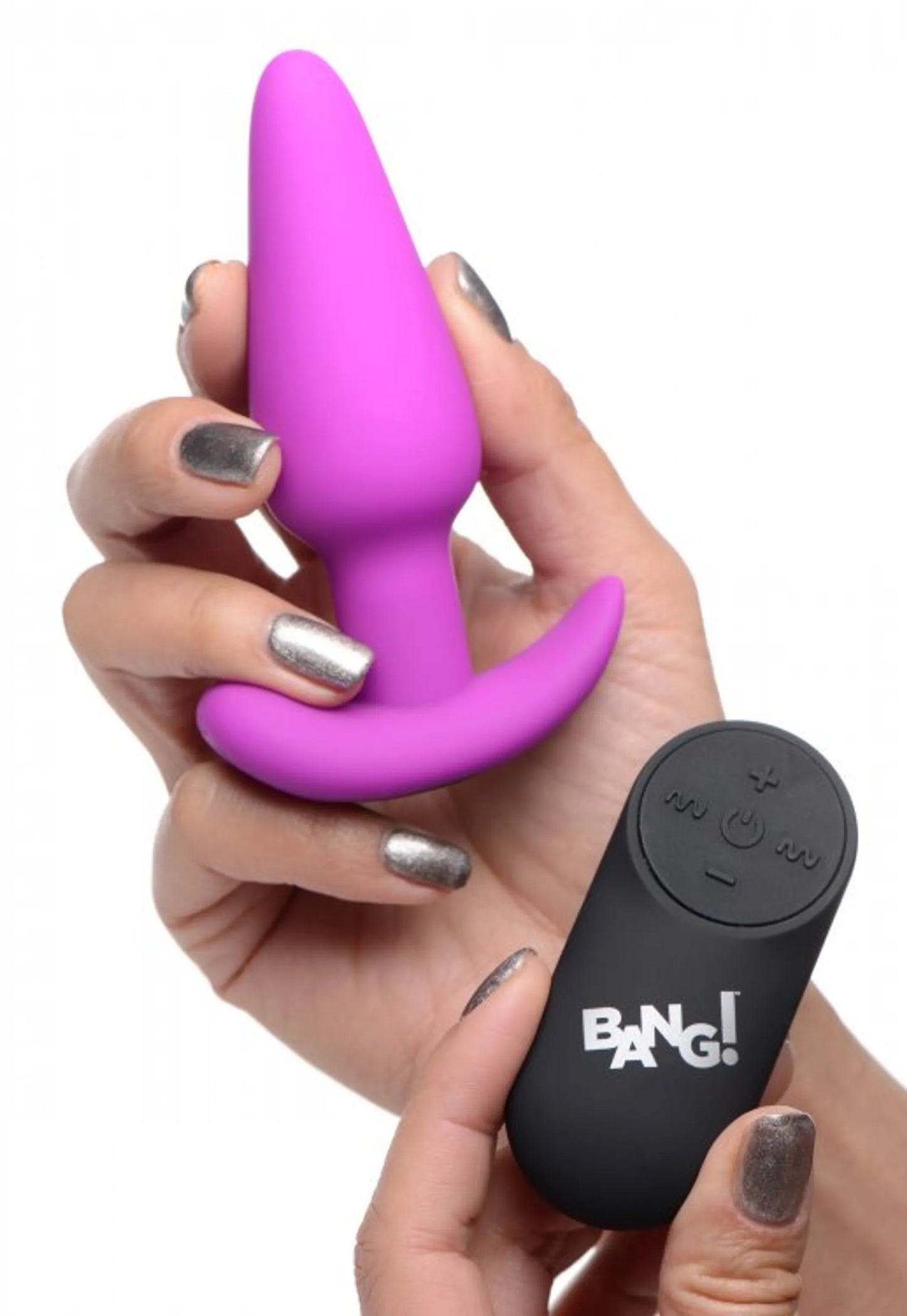 BANG! 21X VIBRATING SILICONE BUTT PLUG W/ REMOTE PURPLE