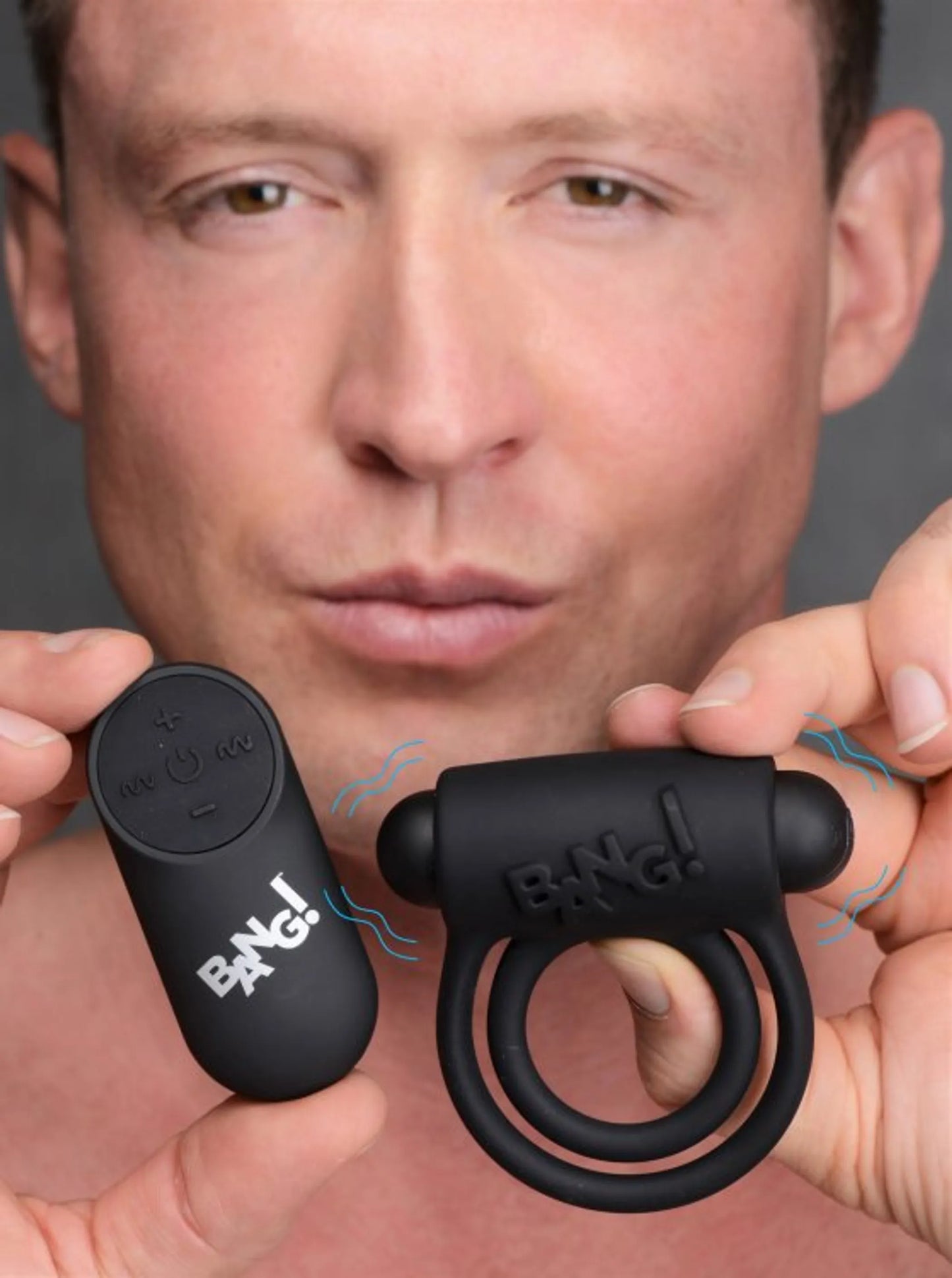 BANG! SILICONE COCK RING & BULLET W/ REMOTE BLACK