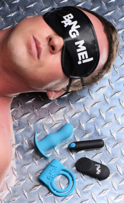 BANG! DUO BLAST C RING BUTT PLUG BULLET & BLINDFOLD KIT BLACK