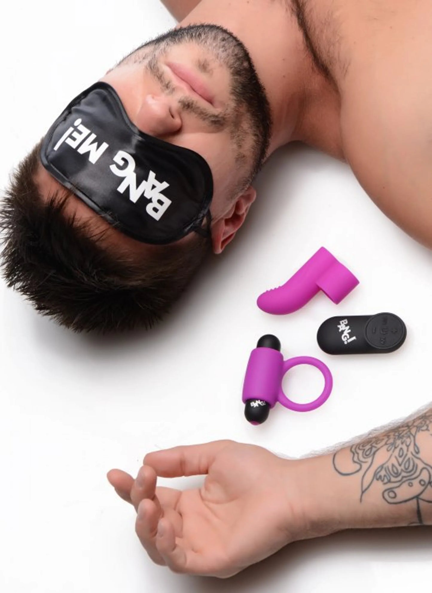 BANG! COUPLES LOVE RING FINGER VIBE BULLET & BLINDFOLD KIT PURPLE
