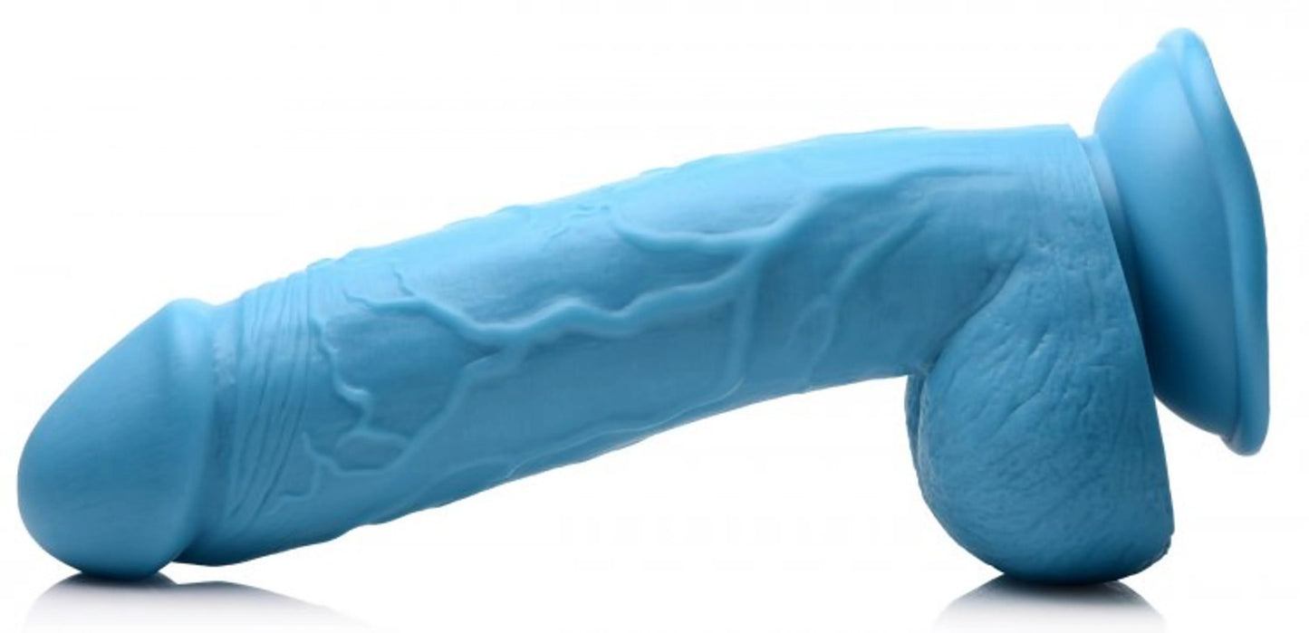 POP 8.25IN DILDO W/ BALLS BLUE