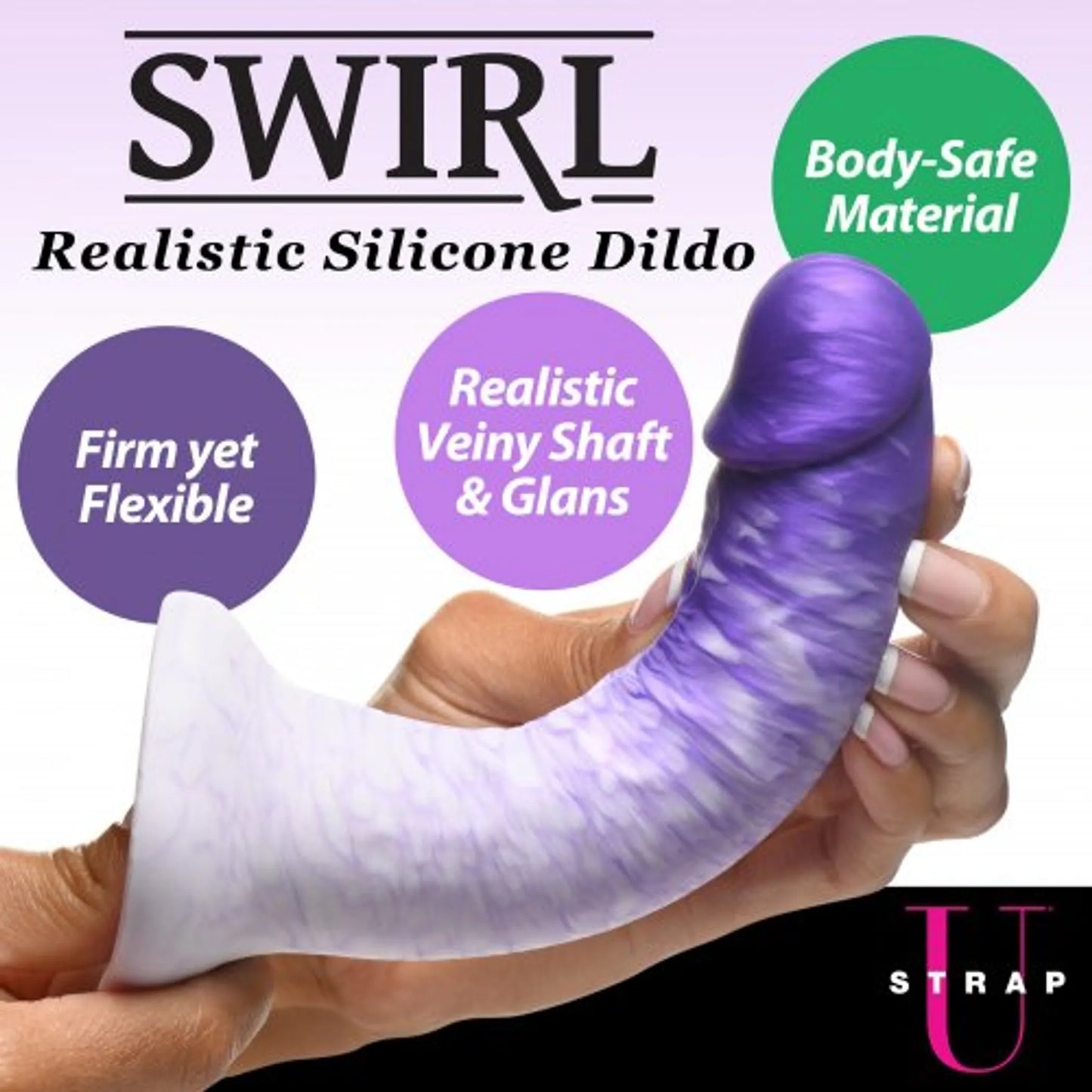 STRAP U REAL SWIRL REALISTIC DILDO PURPLE