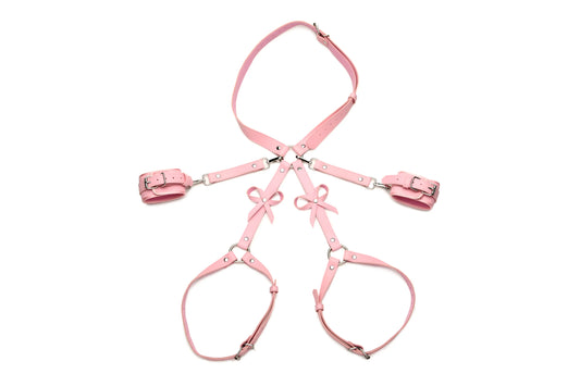 STRICT BONDAGE HARNESS W/ BOWS PINK XL/2XL