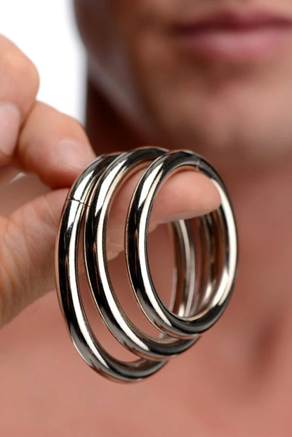 MASTER SERIES TRINE STEEL COCK RING SET