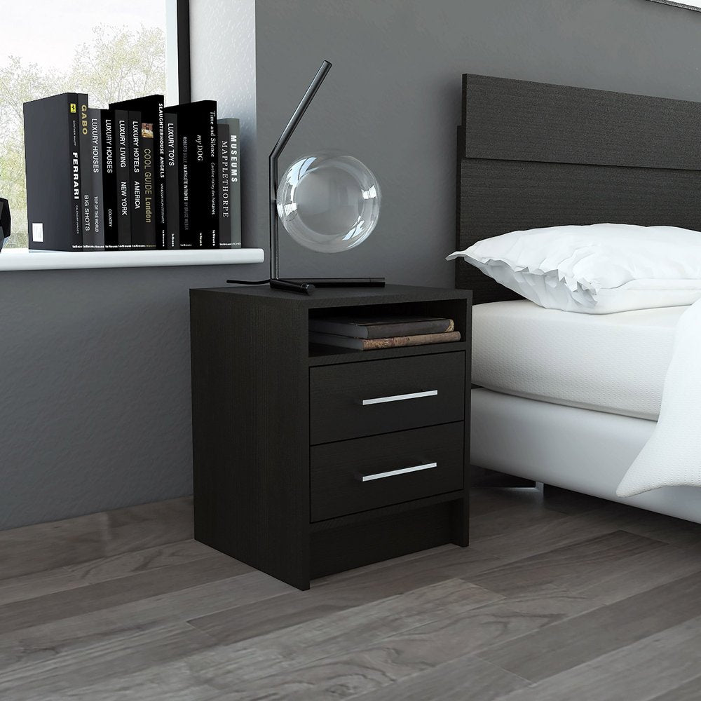 20" Wood Two Drawer Nightstand