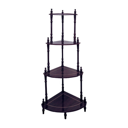 39" Brown Wood Four Tier Corner Bookcase
