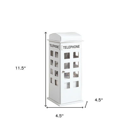 12" Burgundy And White Faux Leather Telephone Booth Jewelry Box