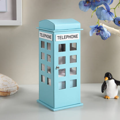 12" Burgundy And White Faux Leather Telephone Booth Jewelry Box