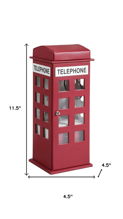 12" Burgundy And White Faux Leather Telephone Booth Jewelry Box