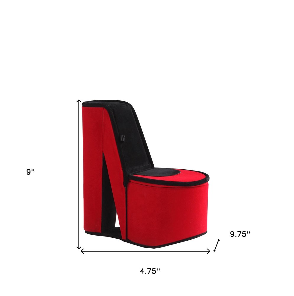 9" Red And Black Velvet High Heel Jewelry Box
