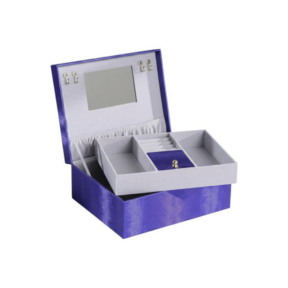 10" Azure Faux Leather Six Section Mirrored Jewelry Box