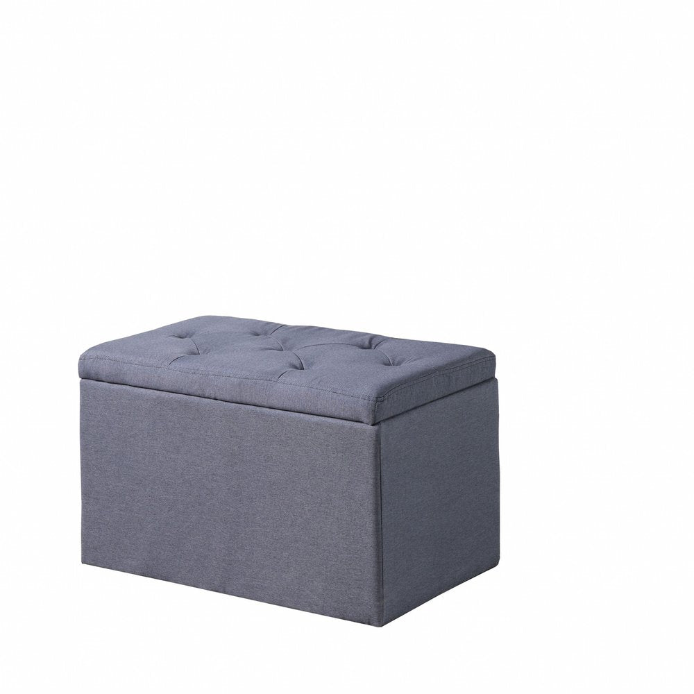 17" Dark Gray Linen Tufted Storage Ottoman