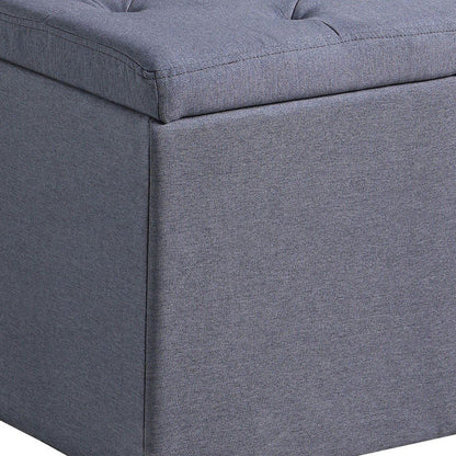 17" Dark Gray Linen Tufted Storage Ottoman