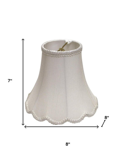8" White Slanted Scallop Bell Monay Shantung Lampshade