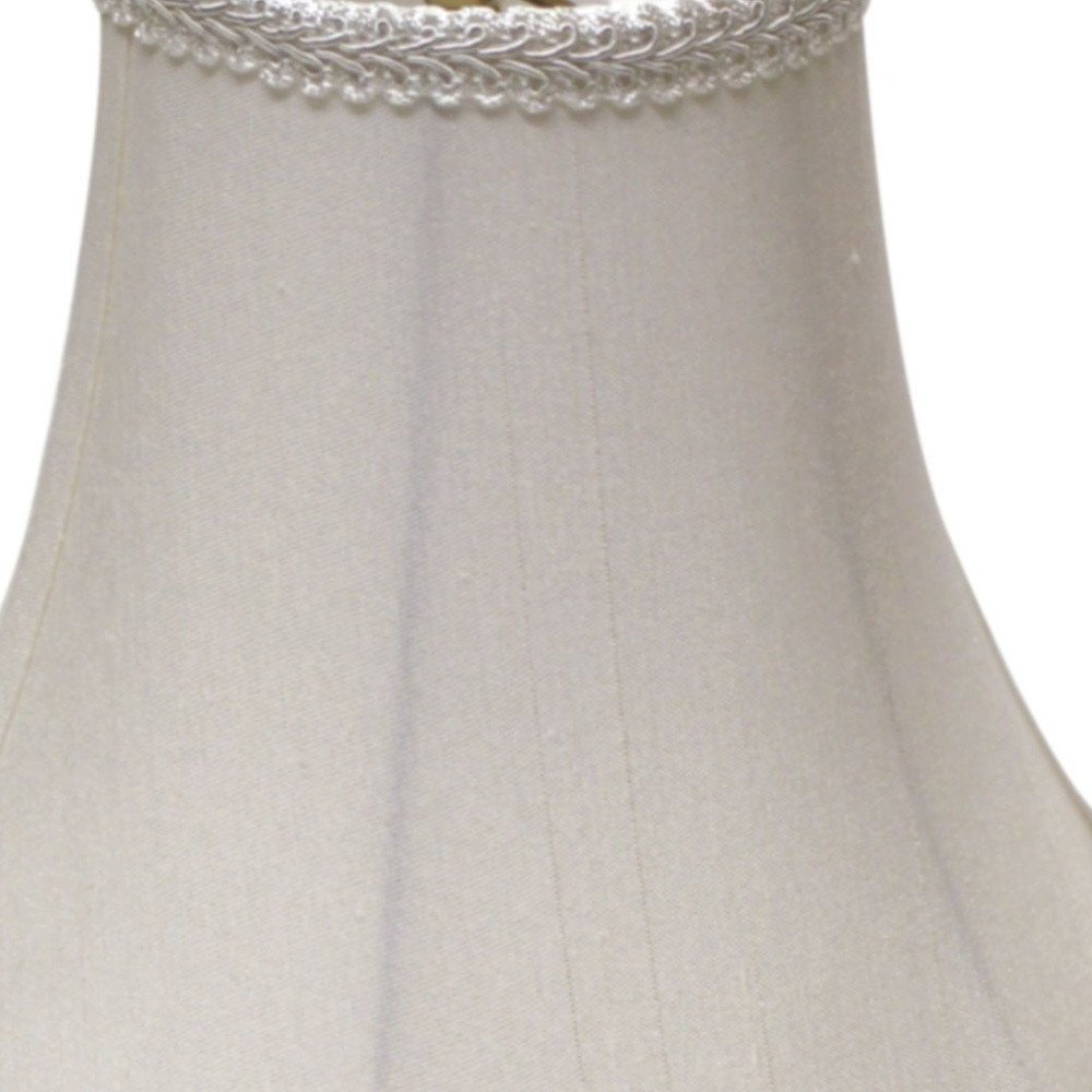 8" White Slanted Scallop Bell Monay Shantung Lampshade
