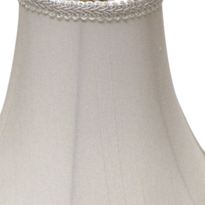 8" White Slanted Scallop Bell Monay Shantung Lampshade