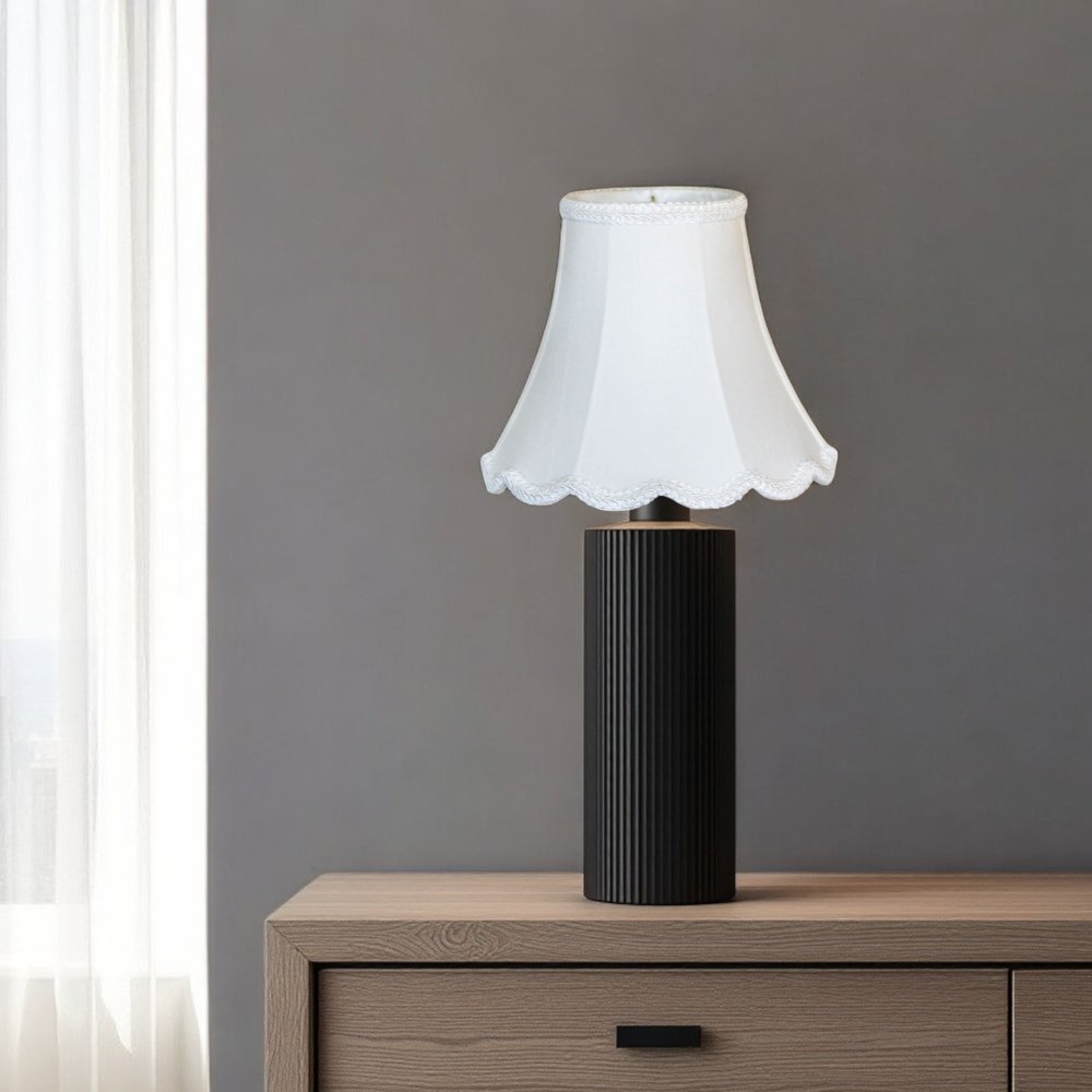 8" White Slanted Scallop Bell Monay Shantung Lampshade