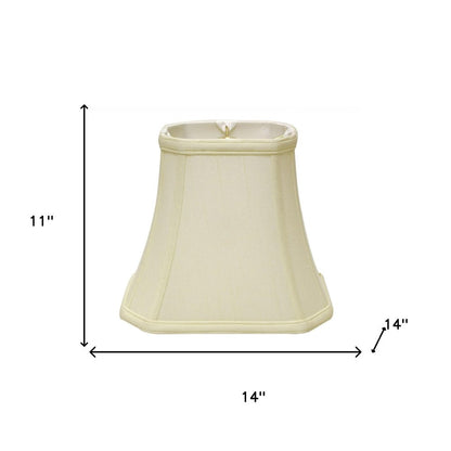 14" Ivory Slanted Rectangle Bell Monay Shantung Lampshade