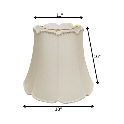 18" White Empire Slanted Cylinder Scroll Edge Silk Lampshade