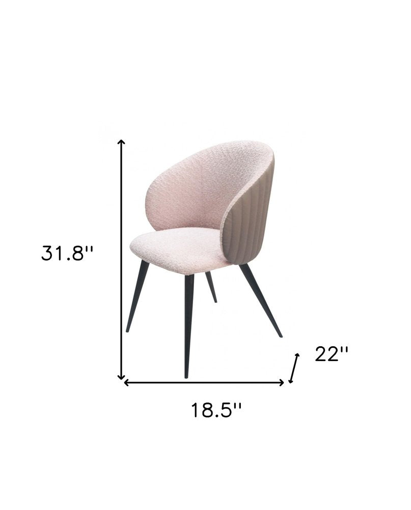 Cream and Black Upholstered Fabric Wing Back Dining Arm Chair