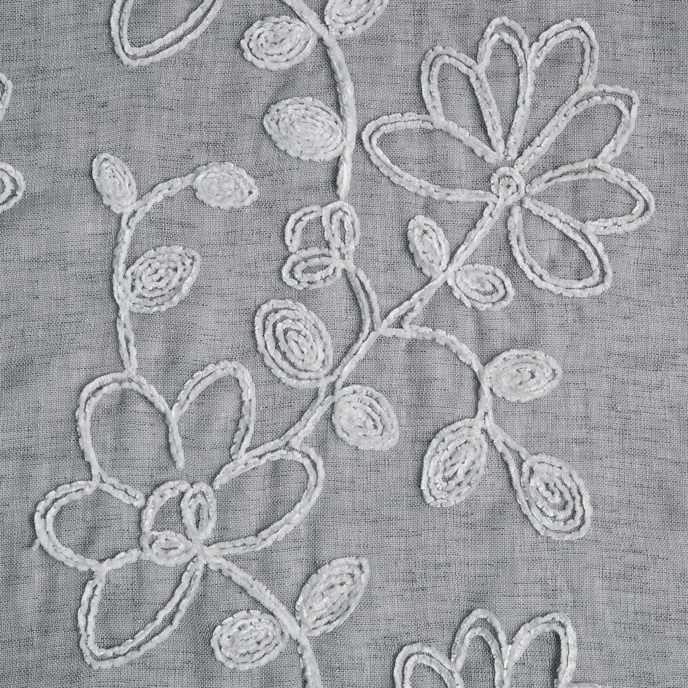 Set of Two 96"  Silver Floral Embroidered Window Panels