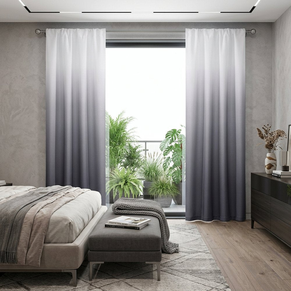 Set of Two 84"  Black Ombre Shades Window Panels