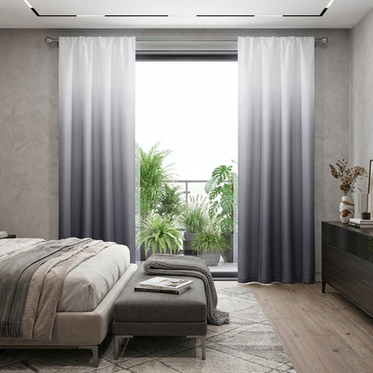 Set of Two 84"  Black Ombre Shades Window Panels