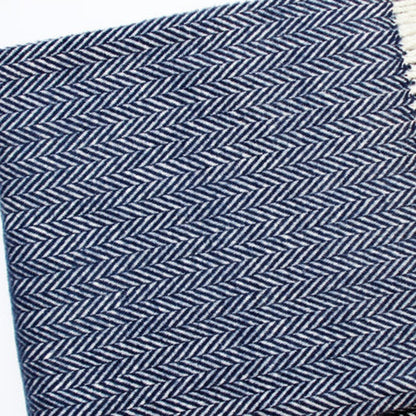70" X 55" Gray And White Herringbone Cotton Blend Woven Throw Blanket with Tassels
