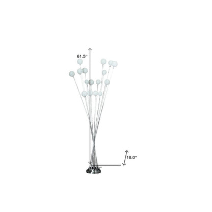 62" Silver 16 LED Novelty Floor Lamp With White
