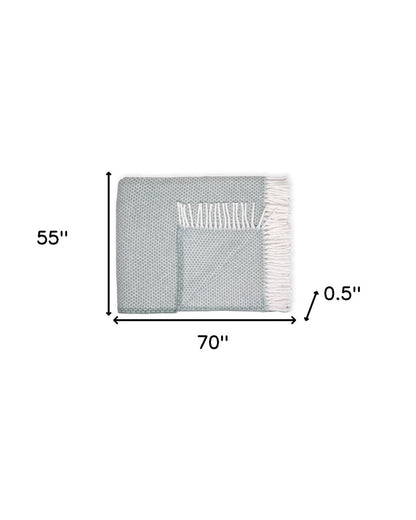 55" X 70" Sage Cotton Blend Woven Throw Blanket
