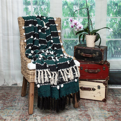 52" X 67" Blue Quilted Wool Abstract Throw Blanket