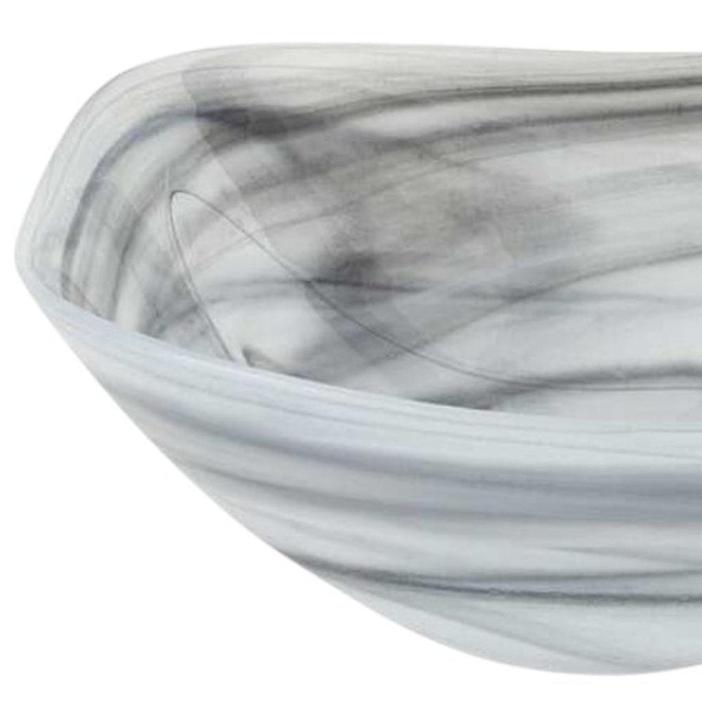 10" Gray And White Alabaster Glass Square Salad Bowl