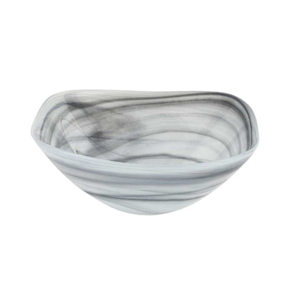 10" Gray And White Alabaster Glass Square Salad Bowl