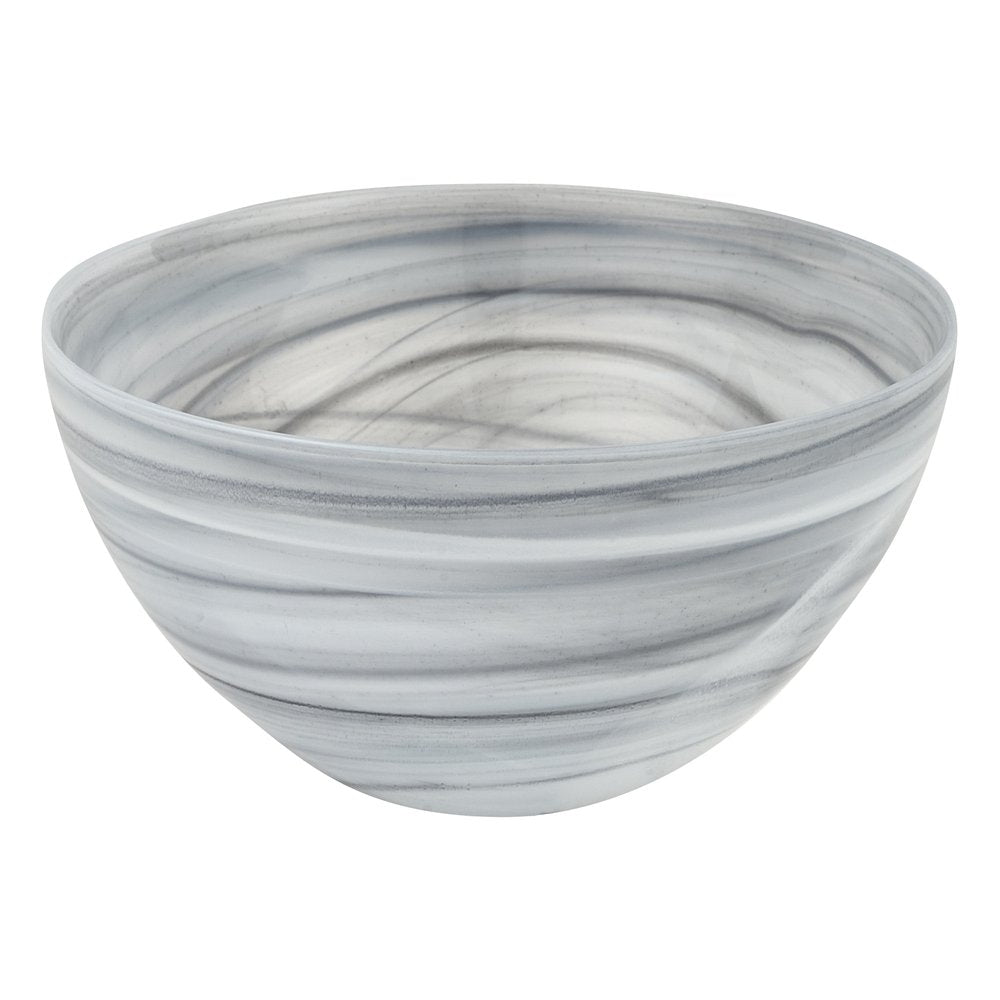 6" Gray And White Alabaster Glass Round Candy or Nut Bowl