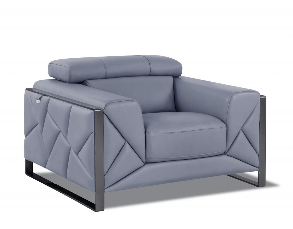 48" Camel And Silver Italian Leather Arm Chair