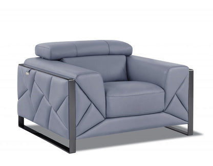 48" Camel And Silver Italian Leather Arm Chair