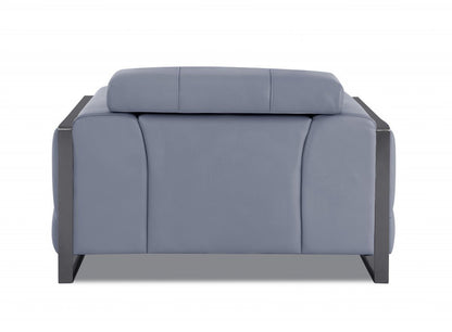 48" Camel And Silver Italian Leather Arm Chair