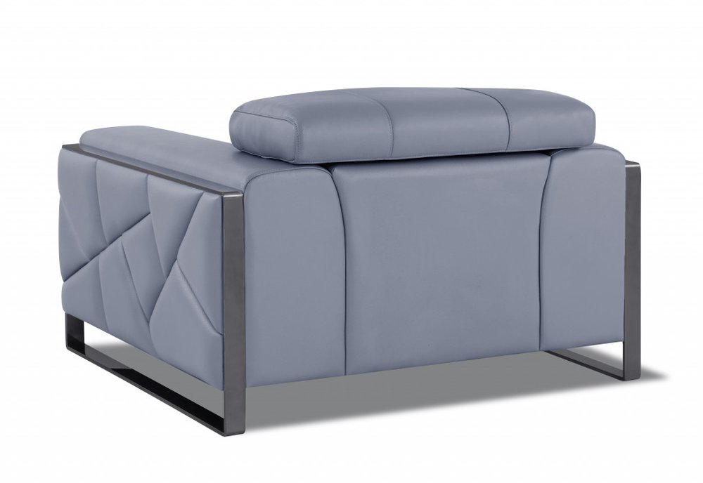 48" Camel And Silver Italian Leather Arm Chair