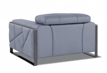 48" Camel And Silver Italian Leather Arm Chair