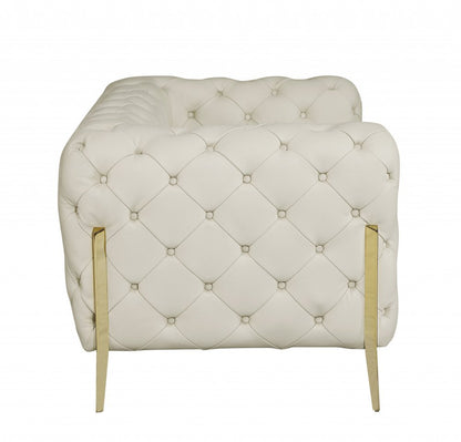 45" Dark Slate Gray And White Italian Leather Arm Chair