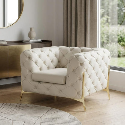 45" Dark Slate Gray And White Italian Leather Arm Chair