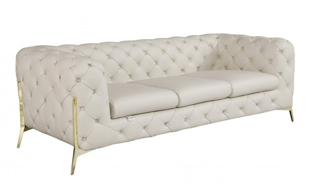 93" Brown Italian Leather Chesterfield Sofa With Silver Legs