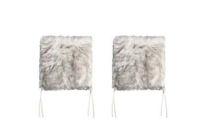 Set Of Two 17" X 17"  Ombre Grey Faux Fur Dining Chair Cushion Pads