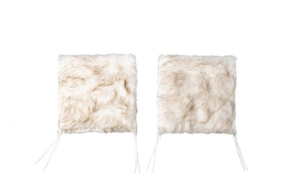 Set Of Two 17" X 17" Gradient Tan Faux Fur Dining Chair Pad